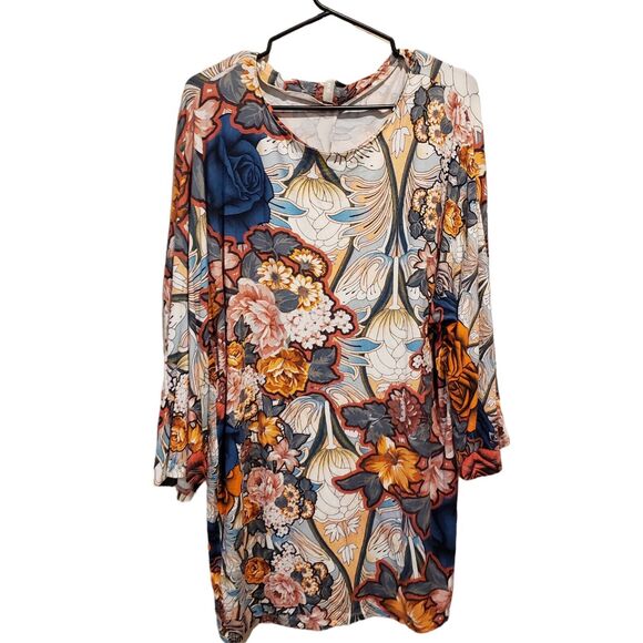 ASOS DESIGN Red Mini Dress Mixed Floral Print Lace Blouson Sleeve Womens Size 14 - Picture 3 of 11